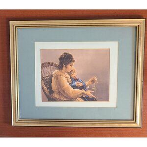 Jennie Tomao Art Print Framed Woman with Daughter 12x15 Inch